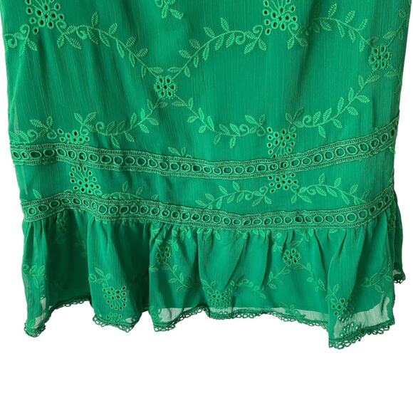 Tularosa A Line Above Green Eyelet Mini Ruffle Dress size small - Picture 4 of 9